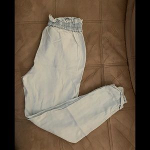 Stradivarius baby blue tie belt pants